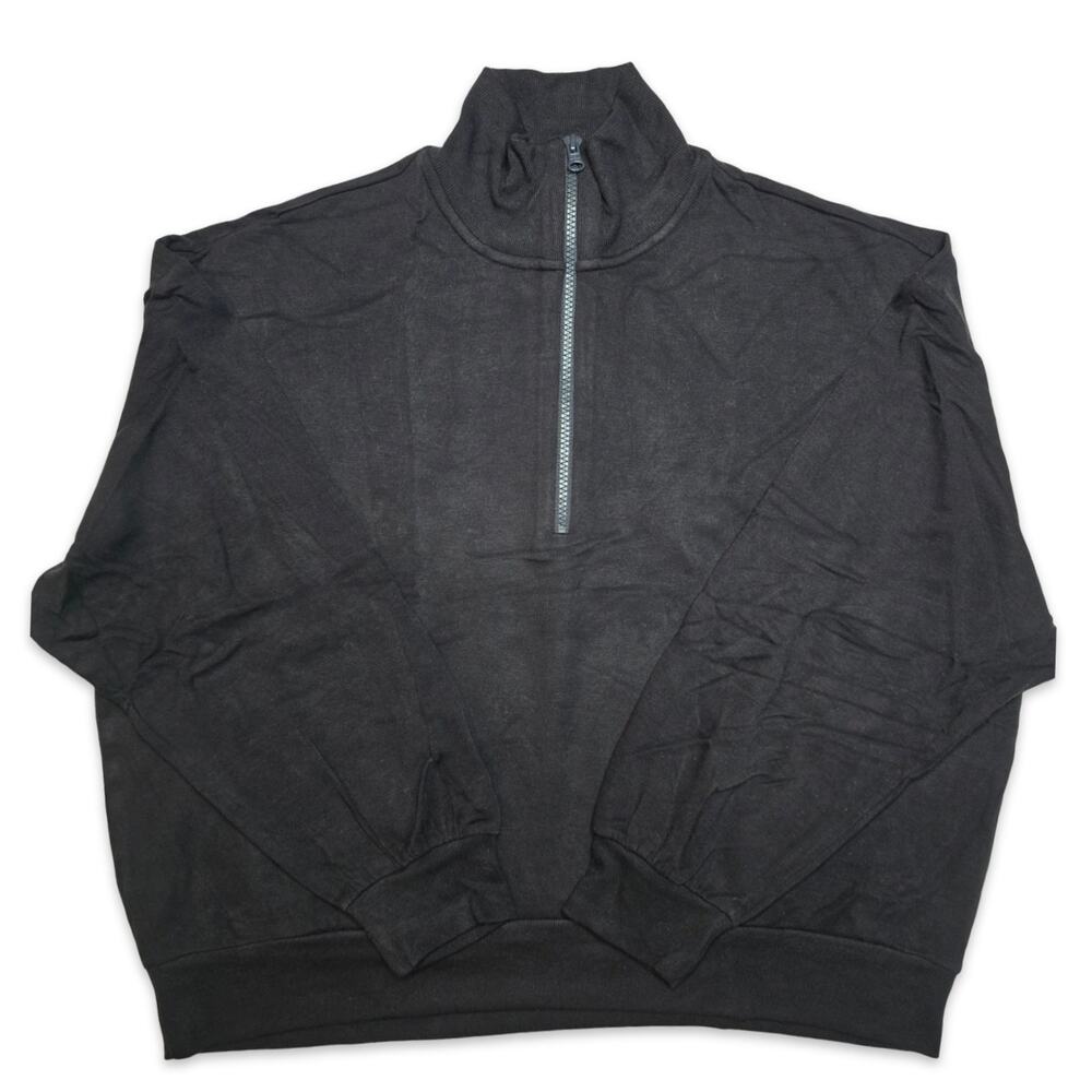 Lou & Grey Women’s XL Signaturesoft Plush Quarter Zip Pullover Black NWT